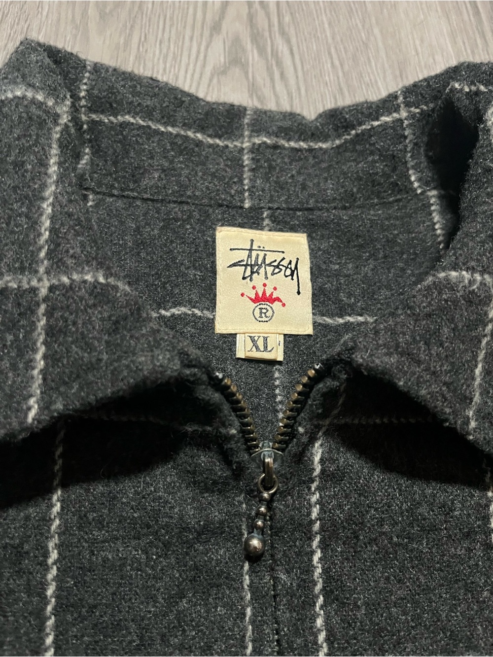 90s Stussy vintage full zip shirt jacket men’s size XL made in USA plaid Wool - Picture 2 of 13